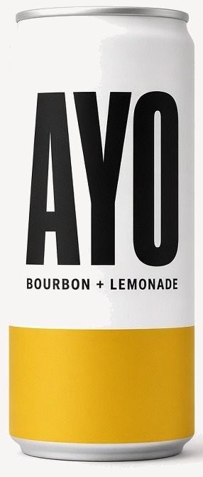 White can. Ayo. Bourbon and lemonade. Yellow band.