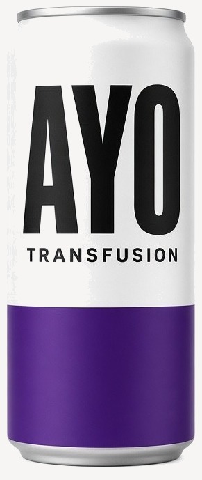 White can. Ayo. Transfusion. Purple band.